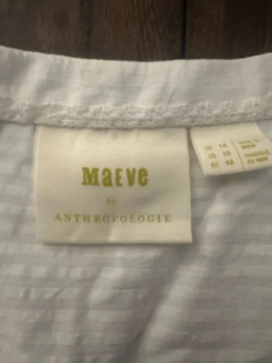 Anthropologie White Maeve Textured Button-Front Blouse - Picture 2 of 3